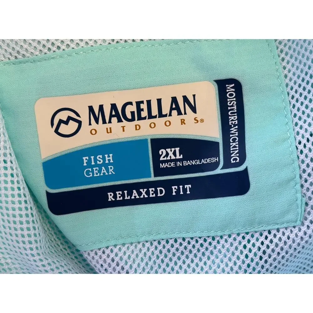 Magellan Outdoors Shirt Mens 2XL Green Short Sleeve Vented Fishing Button Up